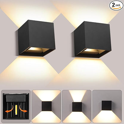 2 Pack Outdoor Wall Lights Fixture 20W,3000K Exterior Modern Front Porch Sconces Hardwired Wall Mount Up Down Lighting for Patio Fence Hallway Entrance