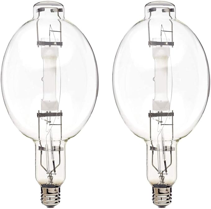 GoodBulb 1000-Watt Metal Halide HID Light Bulb E39 Base BT56 ANSI Code M141 High Output HID Light 4000K Cool White Light Color Clear Finish Car Dealership Lighting Pack of 2 Bulbs
