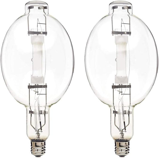 GoodBulb 1000-Watt Metal Halide HID Light Bulb E39 Base BT56 ANSI Code M141 High Output HID Light 4000K Cool White Light Color Clear Finish Car Dealership Lighting Pack of 2 Bulbs