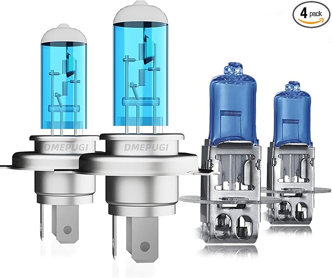 Lights Compatible with Altima 1993-1997 halogen Headlight Bulbs Front Bulb Bright Light halogens Combo, 9003 High/Low Beam halogen Headlights & H3 Fog Lights,Super Bright 6000K White, 4 pack