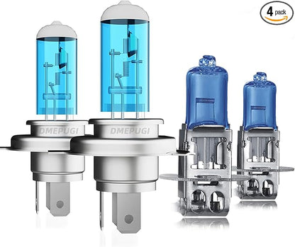 Headlight Bulbs Compatible With Toyota 4Runner 1999-2002, 9003 High Low Beam + H11 Fog Lights Halogen Light Bulb Combo,Plug and Play,6000K White,4 Pack