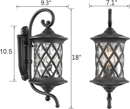 Black Outdoor Wall Lights Exterior Light Fixture Water Glass Waterproof Outside Wall Lights for House Patio Garage