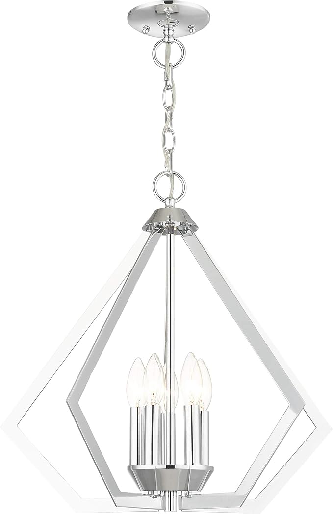 Livex Lighting 40925-05 Transitional Five Light Chandelier from Prism Collection Finish, Polished Chrome