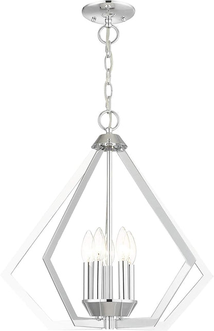 Livex Lighting 40925-05 Transitional Five Light Chandelier from Prism Collection Finish, Polished Chrome