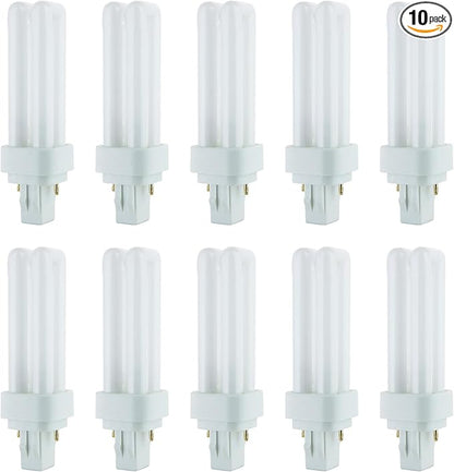 Sunlite 40543 PLD13/SP65K/10PK Double Twin Tube Compact Fluorescent Lamp, PLD 2-Pin, 13 Watts, 660 Lumens, 6500K Daylight, 2-Pin (GX23-2) Base, 10 Pack