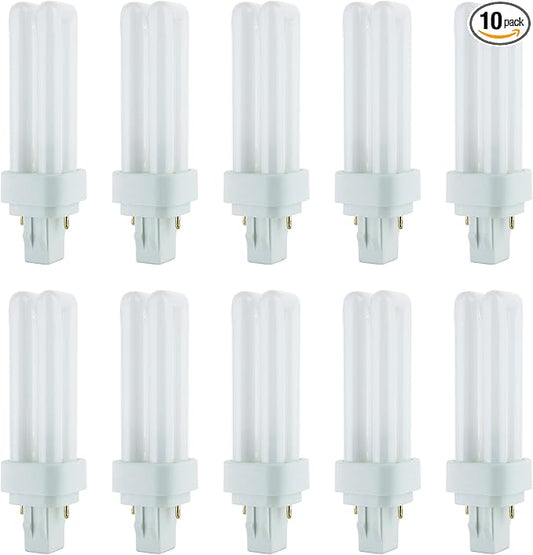 Sunlite 40543 PLD13/SP65K/10PK Double Twin Tube Compact Fluorescent Lamp, PLD 2-Pin, 13 Watts, 660 Lumens, 6500K Daylight, 2-Pin (GX23-2) Base, 10 Pack