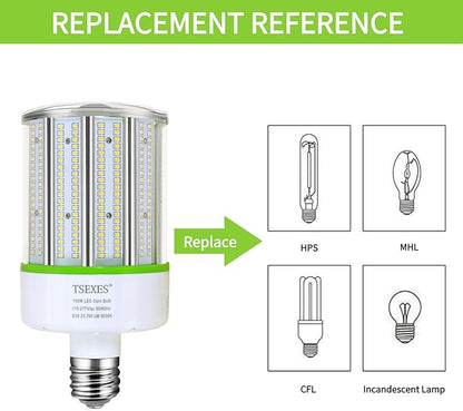 2 Pack LED Corn Bulb 150W,E39 Mogul Base,23700Lm 5000K Corn Light Bulb Replacement Metal Halide HID CFL for Commercial Industrial Lighting Warehouse High Bay Light Fixture Garage Workshop
