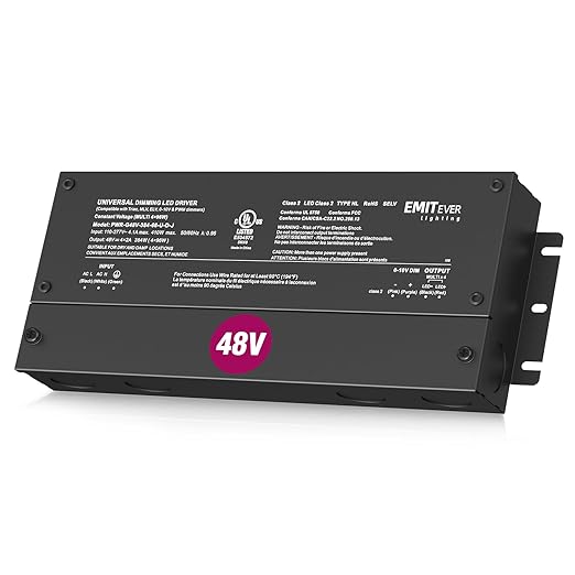 EMITEVER 48V Dimmable LED Driver, 384W 5-in-1 Dimmable Power Supply,4-Channels AC to DC Transformer for LED Light, Compatible with Lutron and Leviton Dimmer, Waterproof IP67 and UL Listed, Class 2