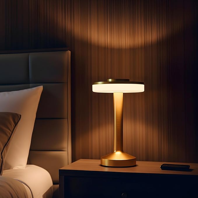 VIHOSE Cordless Table Lamps LED Portable Rechargeable Table Lamp with Touch Sensor 3 Color Dimming up to 15 Hours Battery Desk Light for Restaurant Nursery Living Room(Gold,24 Pcs)