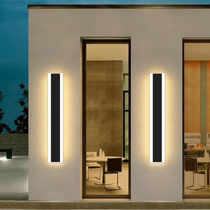 Mikeru Modern Wall Light, 3000k-6000k Dimmable Sconce 23.6inch Black Exterior Light With Remote Control, IP65 Waterproof Anti-Rust Linear Long Porch Light Outdoor