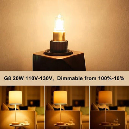 JCD 10PCS G8 Halogen Bulb 20W 120V, Bi-Pin Xenon Light Bulbs, Warm White, Dimmable, for Under Cabinet Puck Lights