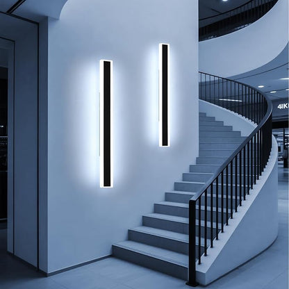 Mikeru 2Pack 47.2inch Long Led Wall Light, 6000k Cool White Modern Outdoor Wall Light Ip65 Waterproof Black Acrylic Porch Exterior Lighting Fixtures, Exterior Wall Mount Lights