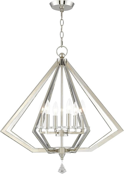 Livex Lighting 50666-35 Diamond 6 Light Chandelier, Polished Nickel