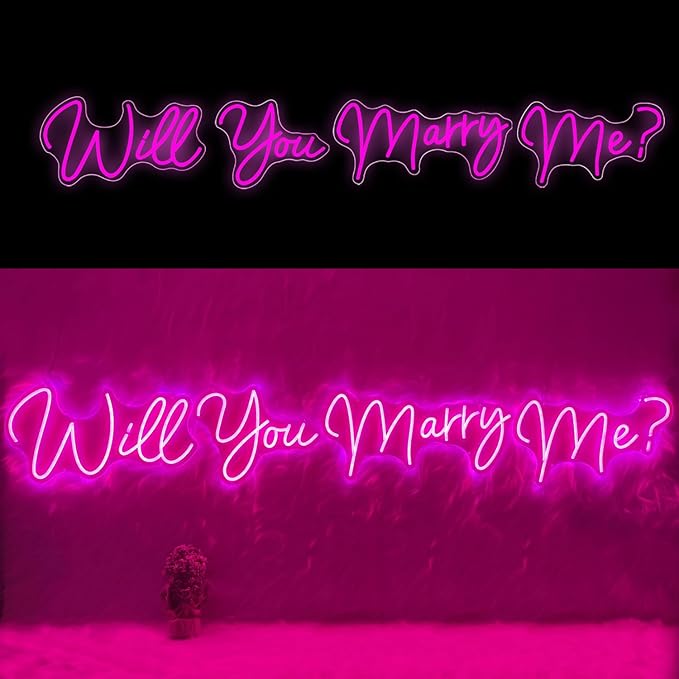 Super Large Will You Marry Me Neon Sign，80.1 inches Marry Me Sign Neon Light for Wedding Engagement Party Backdrop Wall Decor, Rose Red