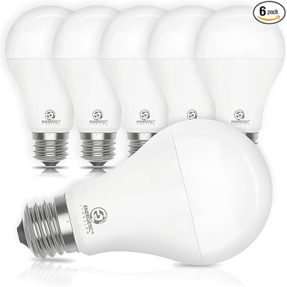 E ENERGETIC LIGHTING 6 Pack 150 Watt Light Bulb, 2600LM Super Bright, A21 LED Bulb, Cool White 4000K, High Lumens LED Bulb, Non-Dimmable, E26 Standard Base, Damp Rated, UL Listed