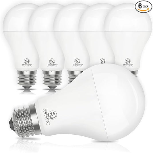 E ENERGETIC LIGHTING 6 Pack 150 Watt Light Bulb, 2600LM Super Bright, A21 LED Bulb, Cool White 4000K, High Lumens LED Bulb, Non-Dimmable, E26 Standard Base, Damp Rated, UL Listed