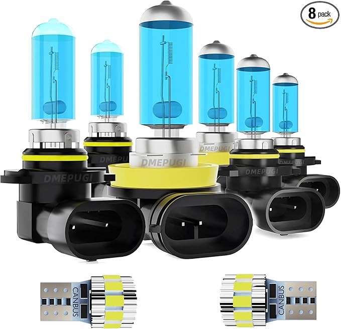 Light BulbsCompatible With Toyota 4Runner 2006-2009, 9005 High Beam + H11 Low Beam + 9006 Fog Lights Halogen Light Bulb + License Plate Lights, Plug and Play, Pack of 8
