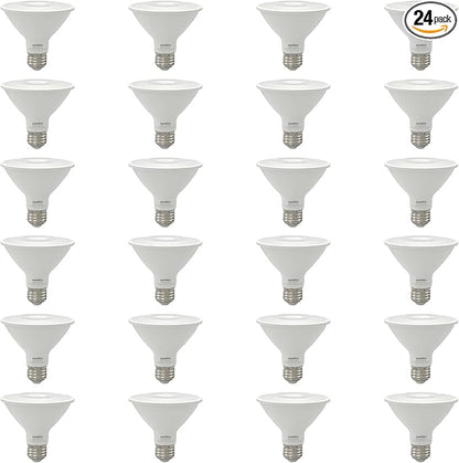 Sunlite Reflector PAR30 LED Bulb, Spotlight, 9W (75W=), 750 Lmns, Medium E26 Base, 90 CRI, Dimmable, Decorative Track Lighting Use, ETL, Title-20 Compliant, Bulk, 24 Pack, 40K-Cool White