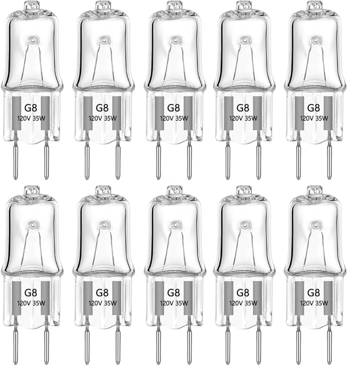 G8 Halogen Light Bulbs 35W 120V 2Pin Xenon Under Cabinet Puck Lighting Replacements 2700K Warm White(Pack of 10)