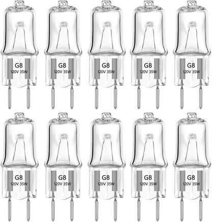 G8 Halogen Light Bulbs 35W 120V 2Pin Xenon Under Cabinet Puck Lighting Replacements 2700K Warm White(Pack of 10)