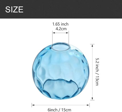 3 Pack Fixture Replacement Globe Shade, 6 Inch Diameter, E26 Base 1-5/8 Inch Fitter, Glass Globe Lampshade Cover for Pendant Wall Sconce Chandelier Vanity Light (3 Pack 6 Inch Blue Hammered Glass)