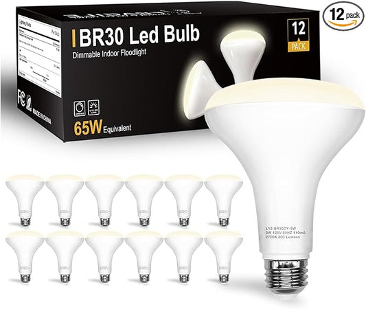 DAYBETTER BR30 LED Light Bulbs Indoor Flood Light 65W Equivalent, Neutral White 4000K, 12Pack Dimmable Recessed Bulb for Bedroom Kitchen Living Areas, E26 Standard Base, 800 Lumens