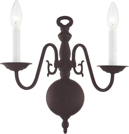 Livex Lighting 5002-04 Williamsburgh 2 Light Black Wall Sconce