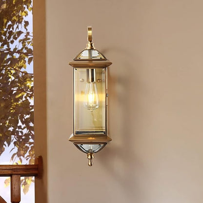 Milaii Copper Exterior Wall Light 20" H Outdoor Light Fixture Waterproof Wall Sconce Oil Rubbed Brass Porch Light with Clear Glass Lantern Wall Mount Lights for House Garage Patio Aisle