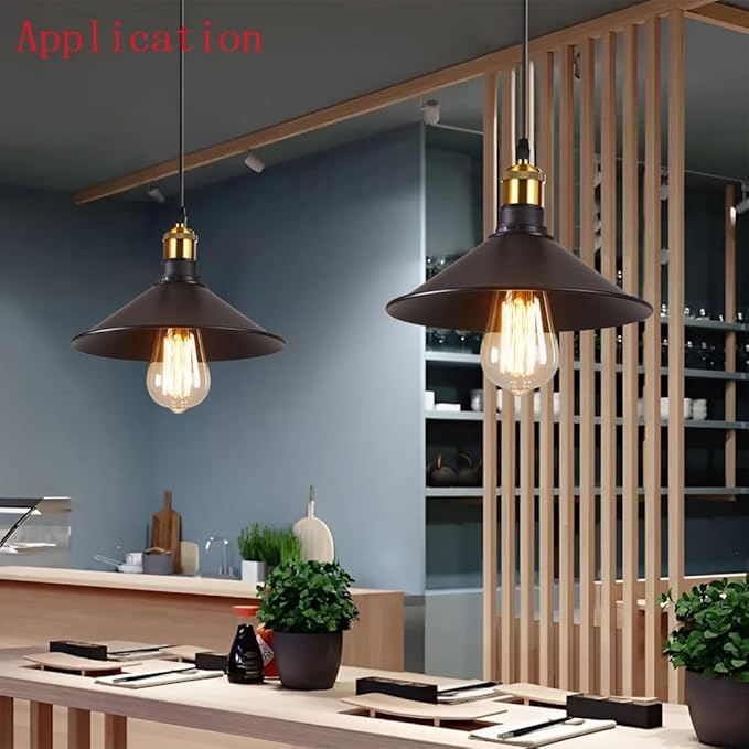 3-Pack 8.7"Industrial Iron Lamp Shade, Light Cone Shade Black Pendant Light Covers, Vintage Metal Replacement Lampshade, Ceiling Chandelier Shade, Wall Lamp Shade