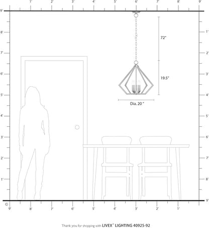 Livex Lighting 40925-07 Prism 5 Light Chandelier, 20" x 20" x 19.5", Bronze