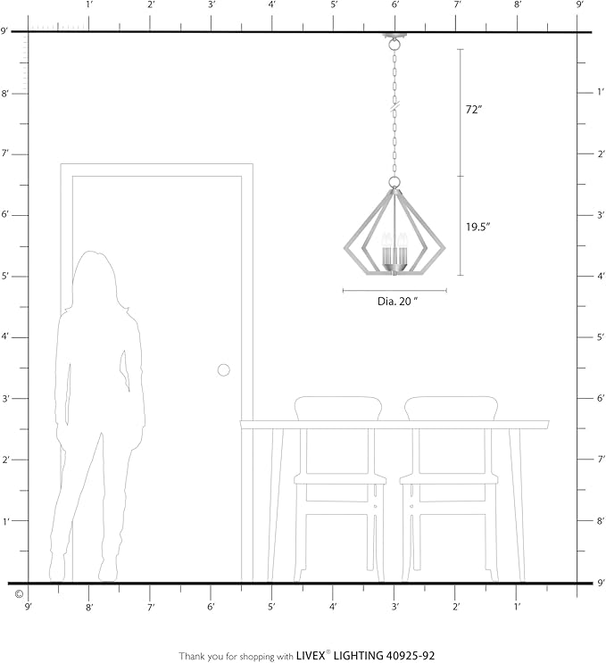 Livex Lighting 40925-91 Prism 5 Light Chandelier, 20" x 20" x 19.5", Brushed Nickel