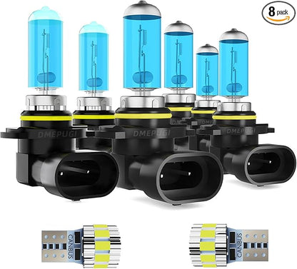Light BulbsCompatible With Toyota Corolla 2005-2008, 9005 High Beam + 9006 Low Beam + 9006 Fog Lights Halogen Light Bulb + License Plate Lights, Plug and Play, Pack of 8