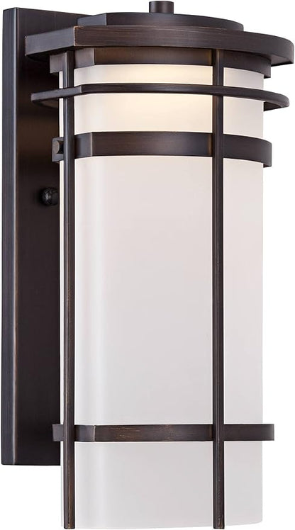 Possini Euro Design Theola Modern Outdoor Wall Light Fixture Bronze LED 12 3/4" Etched Glass Shade for Exterior Barn Deck House Porch Yard Patio Outside Garage Front Door Garden Home Roof Lawn