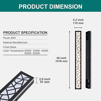 2 Pack Modern Outdoor Long Wall Lights Fixture,40 inch Outdoor LED Wall Sconce Light,Dimmable Outside Wall Led Linear Lights,Exterior Lighting Fixtures for Garage,Porch,Patio,Front Door