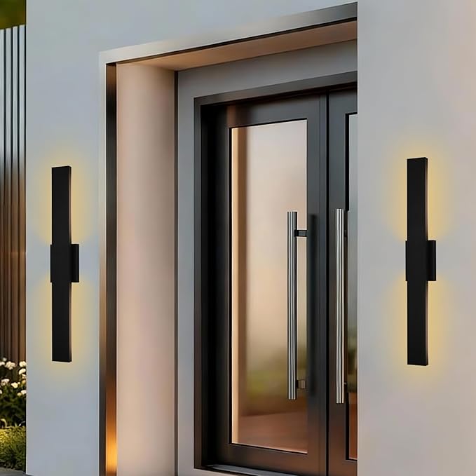 2 Pack Modern Outdoor Long Wall Lights Fixture,40 inch Outdoor LED Wall Sconce Light, Outside Wall Led Linear Lights,Exterior Lighting Fixtures for Garage,Porch,Patio,Front Door