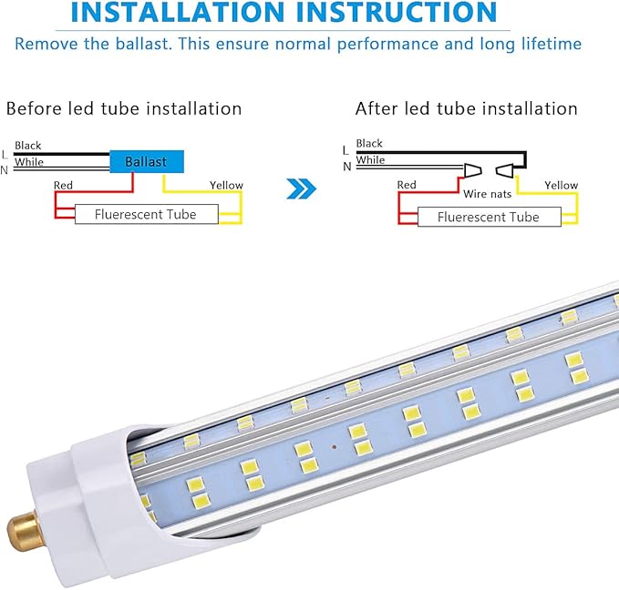 FA8 Super Bright 10-Pack T8 T10 T12 LED Tube Lights - 8 Foot, 120W 18800lm 5000K, Clear Cover, Replaces Fluorescent Bulbs