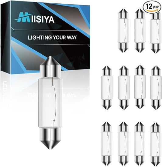 Xenon Under Cabinet Lights T3 44MM Festoon Light Bulb, 12v 5w Xe Bulb Led Under Counter Festoon 2700K 12Pack