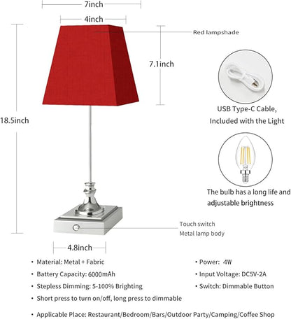 Rechargeable LED Table Lamps with Stepless Touch Control,Light Sliver Cordless Lamp for Living Room&Bedside&Patio&Shower,Small Desk Lamp(6000mAH Battery),1 Pack for Home Decor,Best Gifts for Family