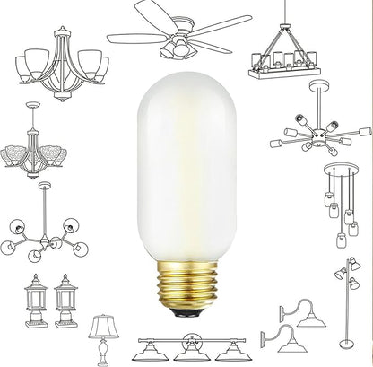 Leools E26 LED Bulb 6W Equivalent e26 led Bulb 60 Watt Dimmable Daylight 4000K Frosted Glass E26 Edison Bulb AC120V 600lm Tubular T14 T45 LED Bulb for Pendant, Sputnik,Vanity,Chandeliers Pack of 6