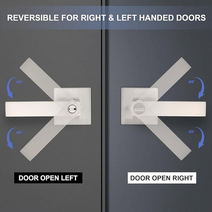 Privacy Interior Door Handle, 5 Pack Heavy Duty Door Lever for Bathroom & Bedroom Privacy Door Lock Handle Keyless Door Knobs in Satin Nickel for Right & Left Sided Doors