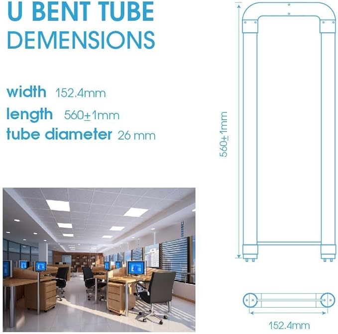 10 Pack 2FT T8 T10 T12 U Bend LED Tube Light, 18W(40W Equiv),4000K Natural Light,2200 Lm Super Bright, Dual-end Powered, Ballast Removed, Fluorescent LED Replacement Bulbs