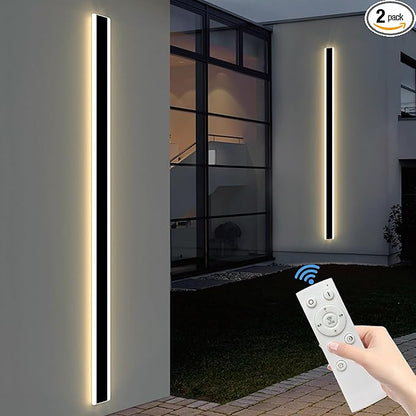 Mikeru 2pack 71inch Outdoor Wall Light Fixtures, 10%-100% Dimmable Outdoor Wall Lights Exterior Front Porch Light 3000-6000k Wall Mounted Led Lighting for Basement, Shop,Garage Lighting