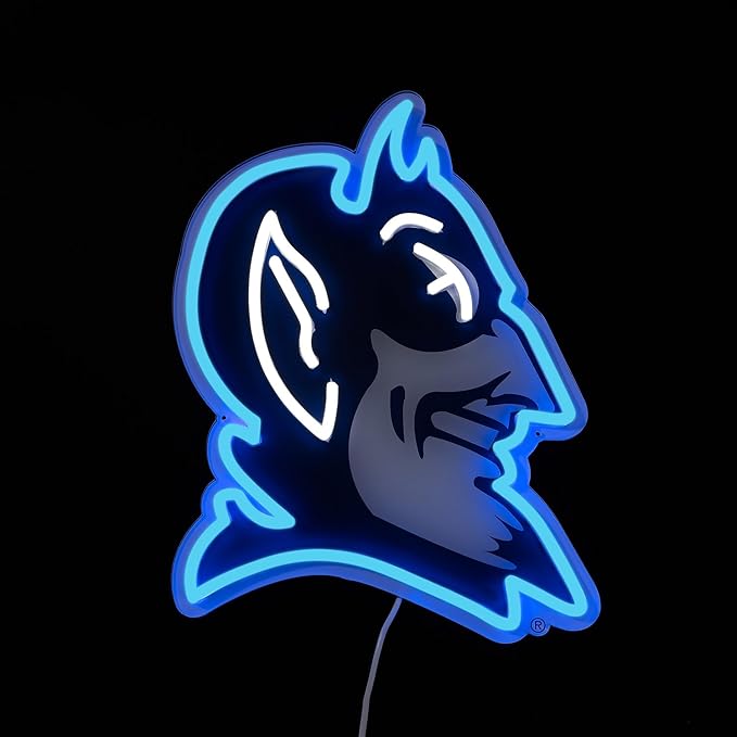 Saturday Neon Officially Licensed Duke Blue Devils LED Neon Sign – 12.64" W x 15" H Blue-Emitting Wall Light with Adjustable Brightness, Inline Dimmer Switch, USB Powered with Outlet Adapter – College Wall Décor
