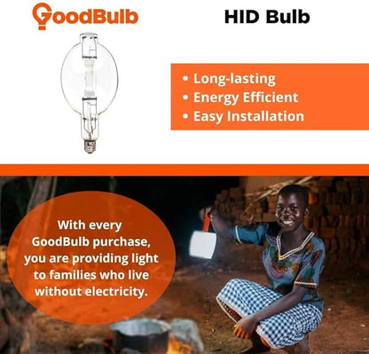 GoodBulb 1000-Watt Metal Halide HID Light Bulb E39 Base BT56 ANSI Code M141 High Output HID Light 4000K Cool White Light Color Clear Finish Car Dealership Lighting Pack of 2 Bulbs