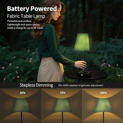 Rechargeable LED Table Lamps with Stepless Touch Control,Black Cordless Lamp for Living Room&Bedside&Patio&Shower,Small Desk Lamp(6000mAH Battery),2 Pack for Home Decor,Best Gifts for Family