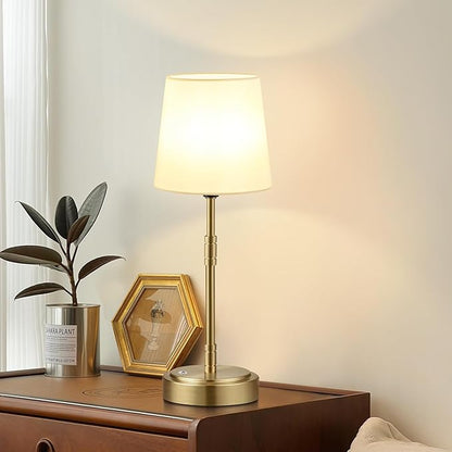 Cordless Table Lamps Set of 2 – Battery Operated Lamp with 7500mAh Rechargeable Battery, Stepless Dimmable Vintage Brass Desk Wireless Lamps for Dining Room, Nightstand & Patio (Bulbs Included)