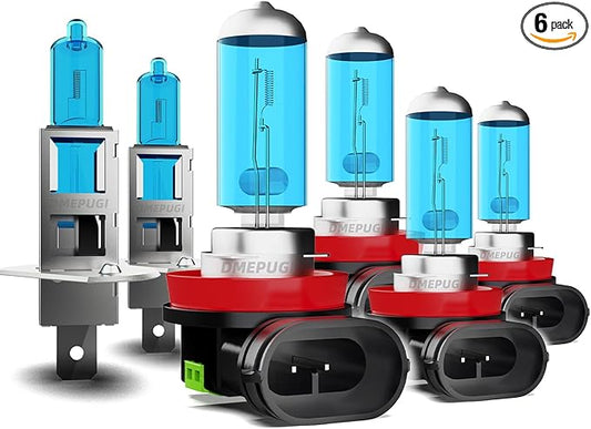 Compatible With Mazda 6 2005-2008 Halogen Light, H1 High Beam + H11 Low Beam + H11 Fog Lights Bulb Combo,Bright Halogen Replacement Headlight Bulbs,Plug N Play, Pack of 6