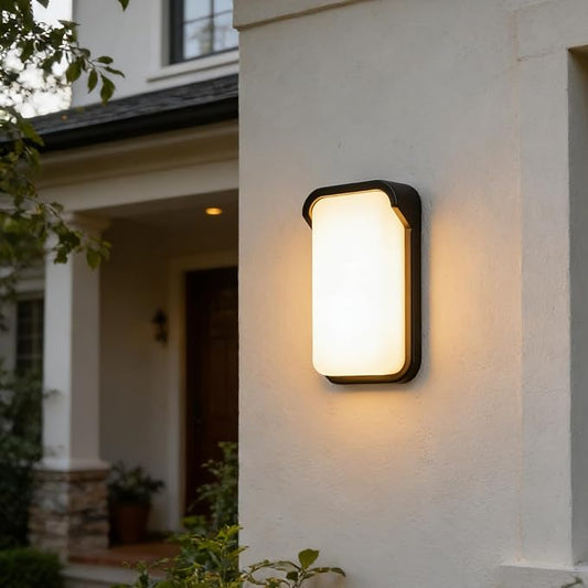 LANFU LED Modern Rectangular Outdoor Wall Sconce Light 3000K Outside Light for House Patio, Black Warm White, IP64 Waterproof Exterior Wall（11.8inch Bordered）
