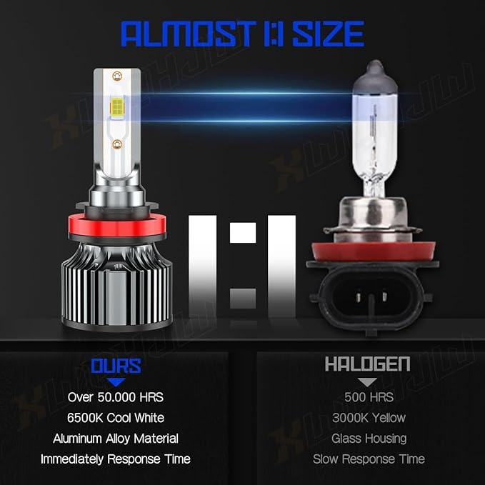 Compatible For Nissan Altima High Low Beams 2007 2008 2009 2010 2011 2012 2013 2014 2015 2016 2017 2018, Hi/Lo Light Bulbs, 6500K White, 500% Brightness, Plug n Play, for Off-Road Use Only, Pack of 4