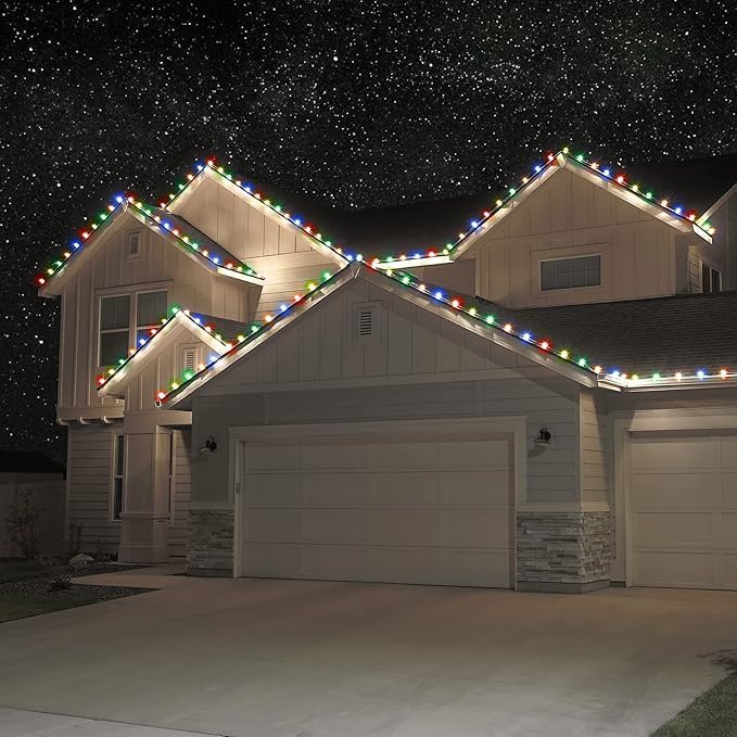 Holiday Lighting Outlet Faceted C7 Christmas Lights | Warm White LED Light Bulbs Holiday Decoration | Warm Christmas Decor for Indoor & Outdoor Use | 2 SMD LEDs in Each Light Bulb | Set of 25